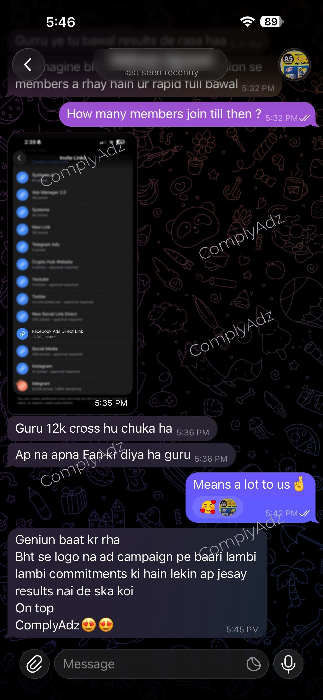 Client feedback — 12k members crossed, best results